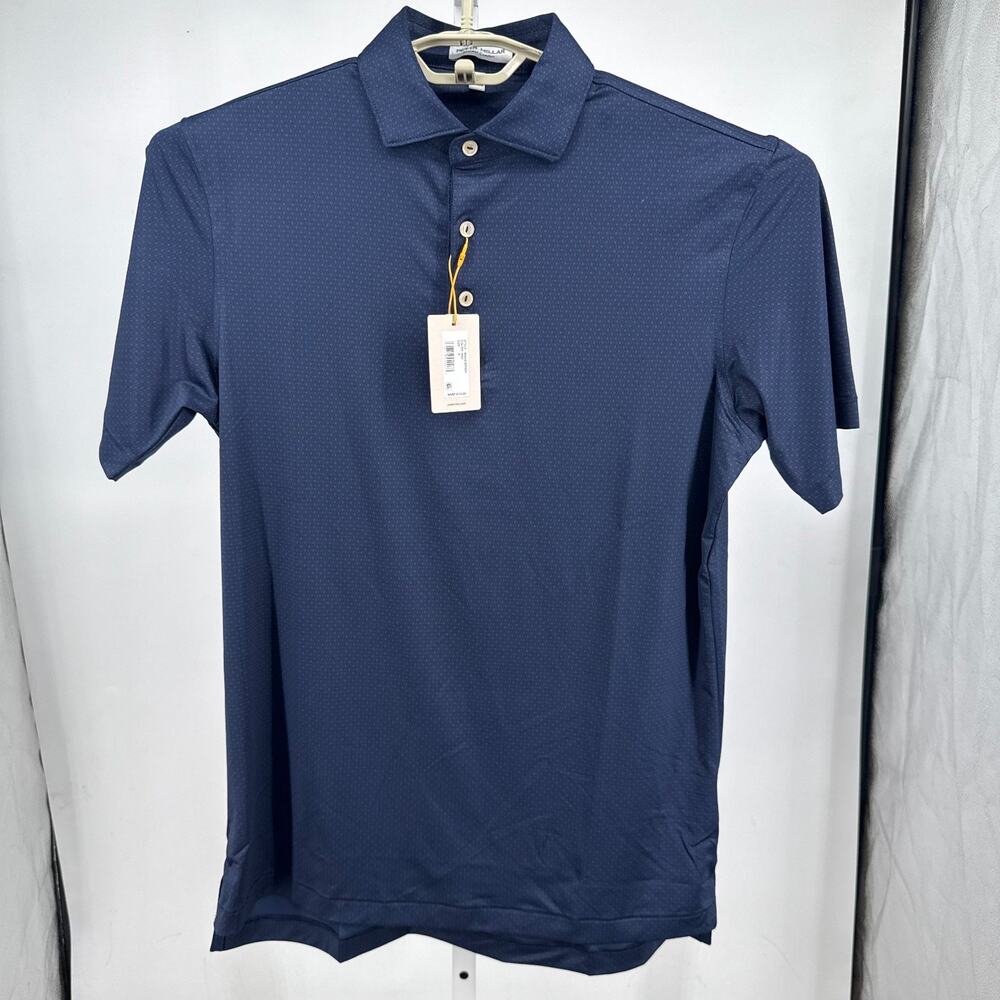 Peter Millar Summer Comfort Golf Polo Shirt Mens S Navy Blue Micro Print Sports